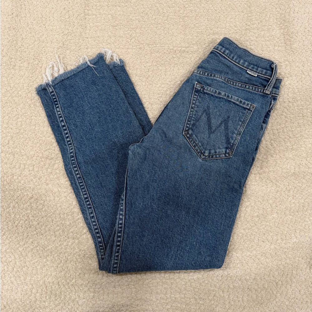 MOTHER Straight-Leg Denim Jeans in Classic Blue